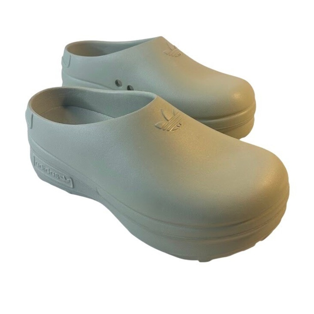 Adidas Adifom‎ Stan Smith Mules Silver Green Platform Clogs Womens 9